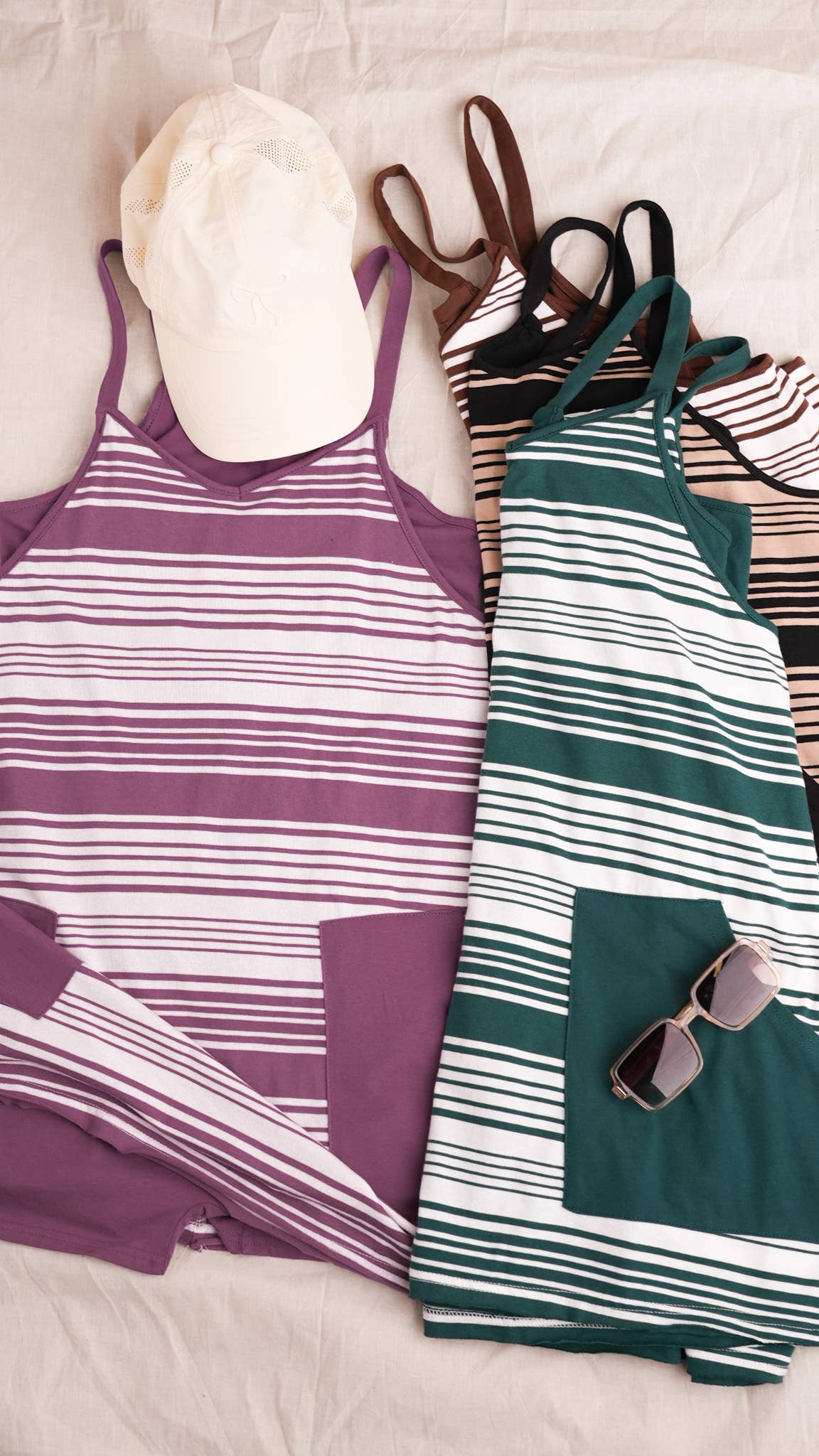 Comfy Striped Knit Mini Dress W/ Shorts Inside