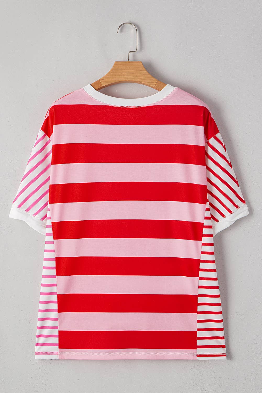 Stripe Patchwork Side Split Oversized T Shirt
