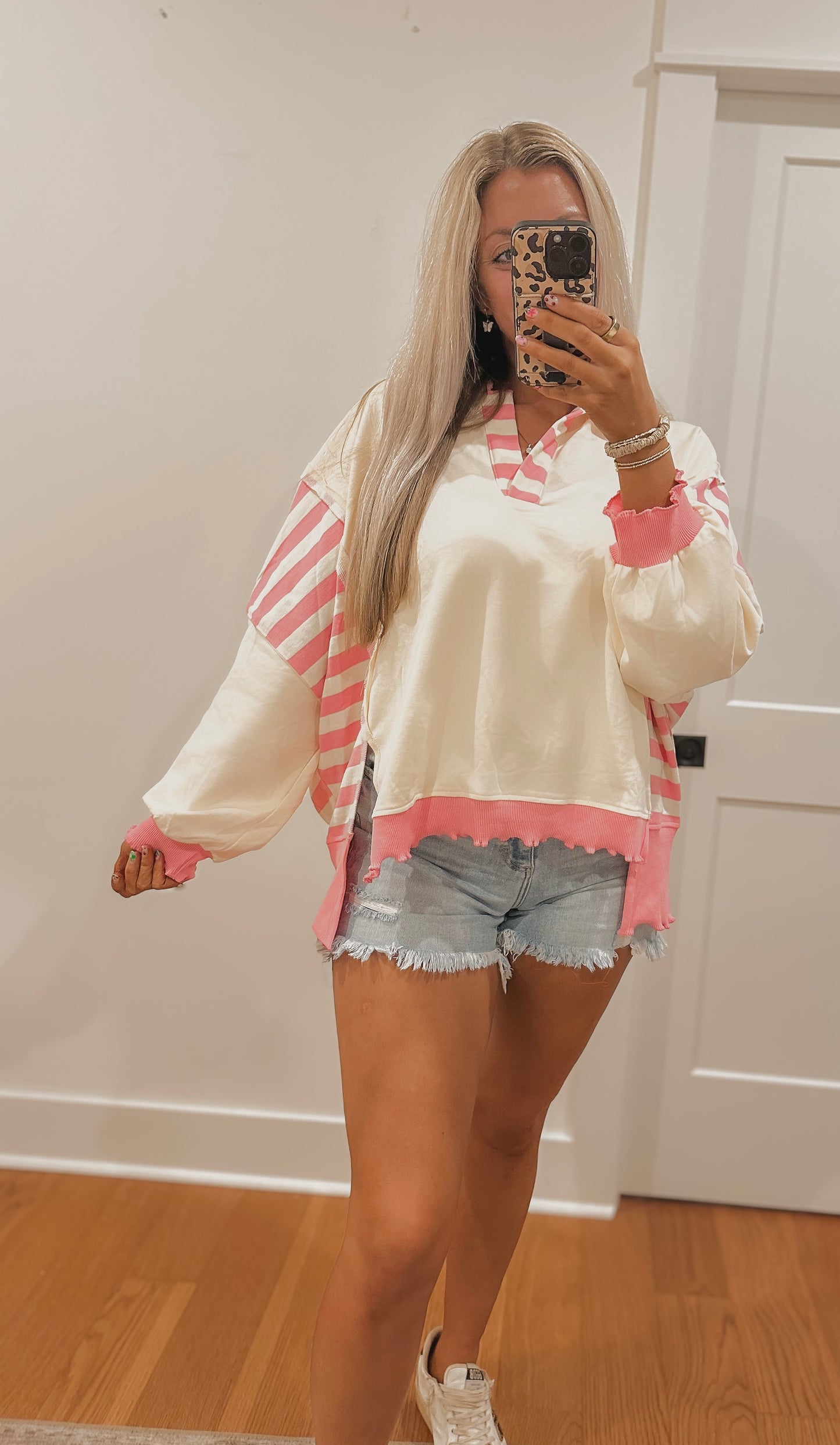 Peppy Pink Collar Pullover