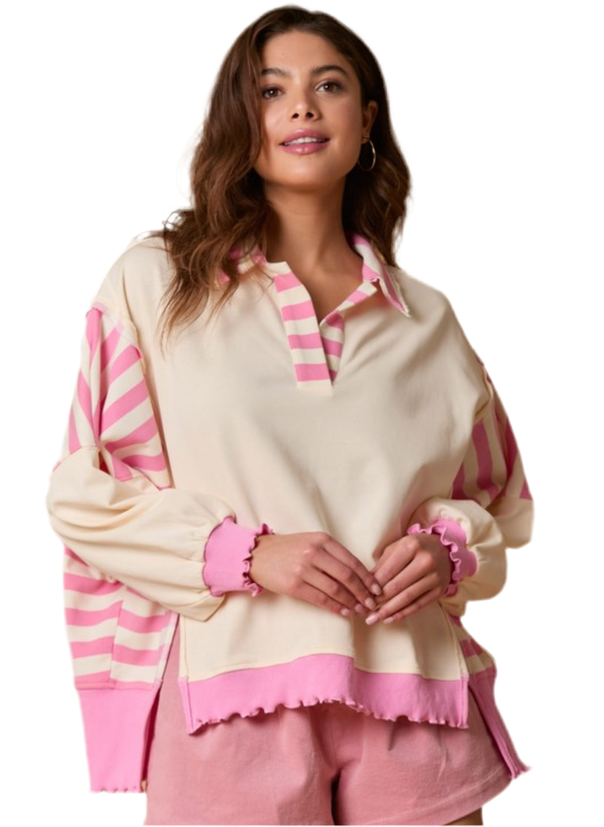 Peppy Pink Collar Pullover
