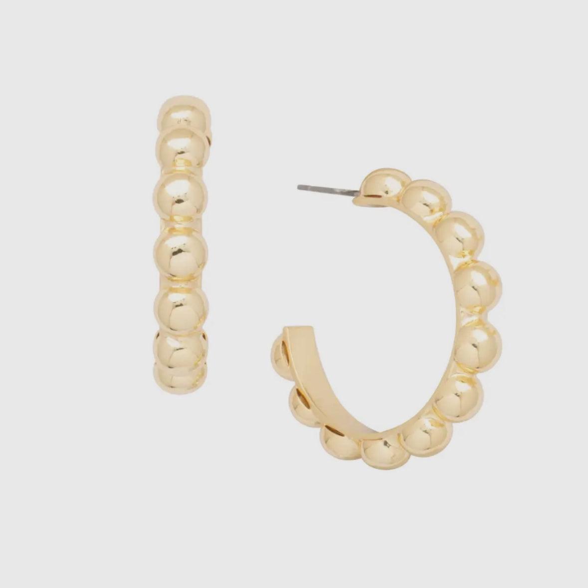 10k gold trendy bauble hoop earrings