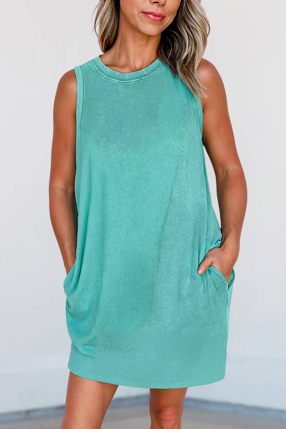 Mineral Wash Tank Mini Dress with Pockets
