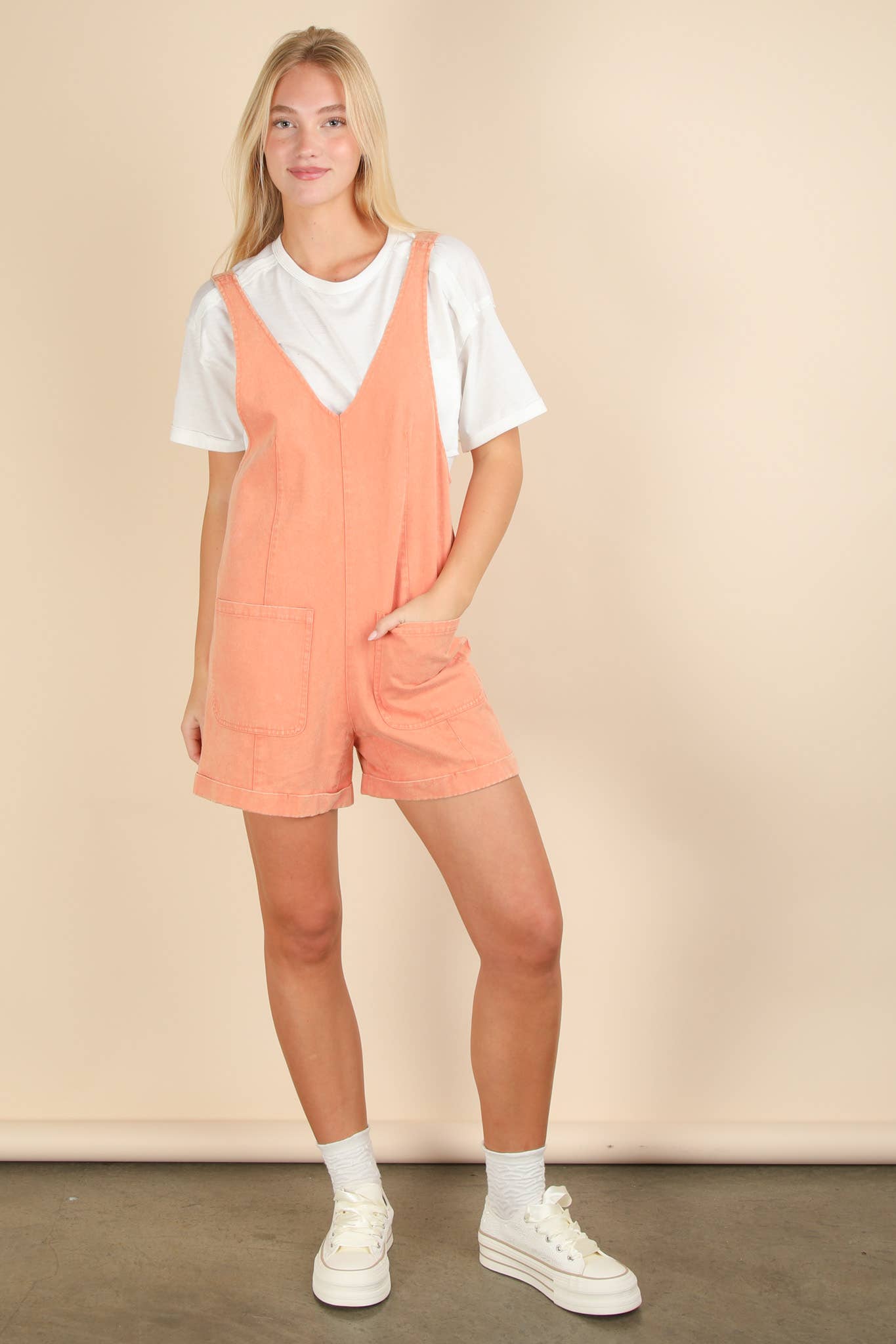 Washed Denim Casual Romper