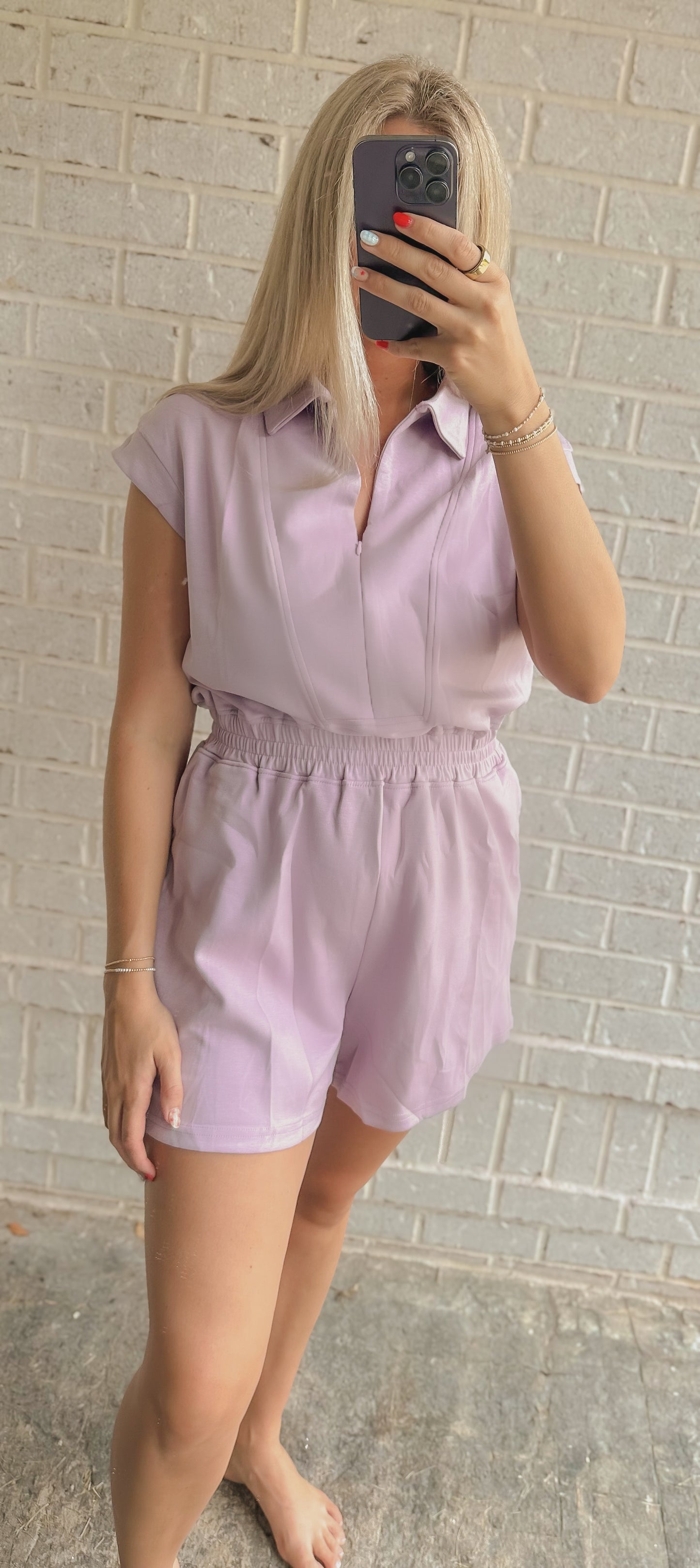 Zipper Collared Elastic High Waist Romper