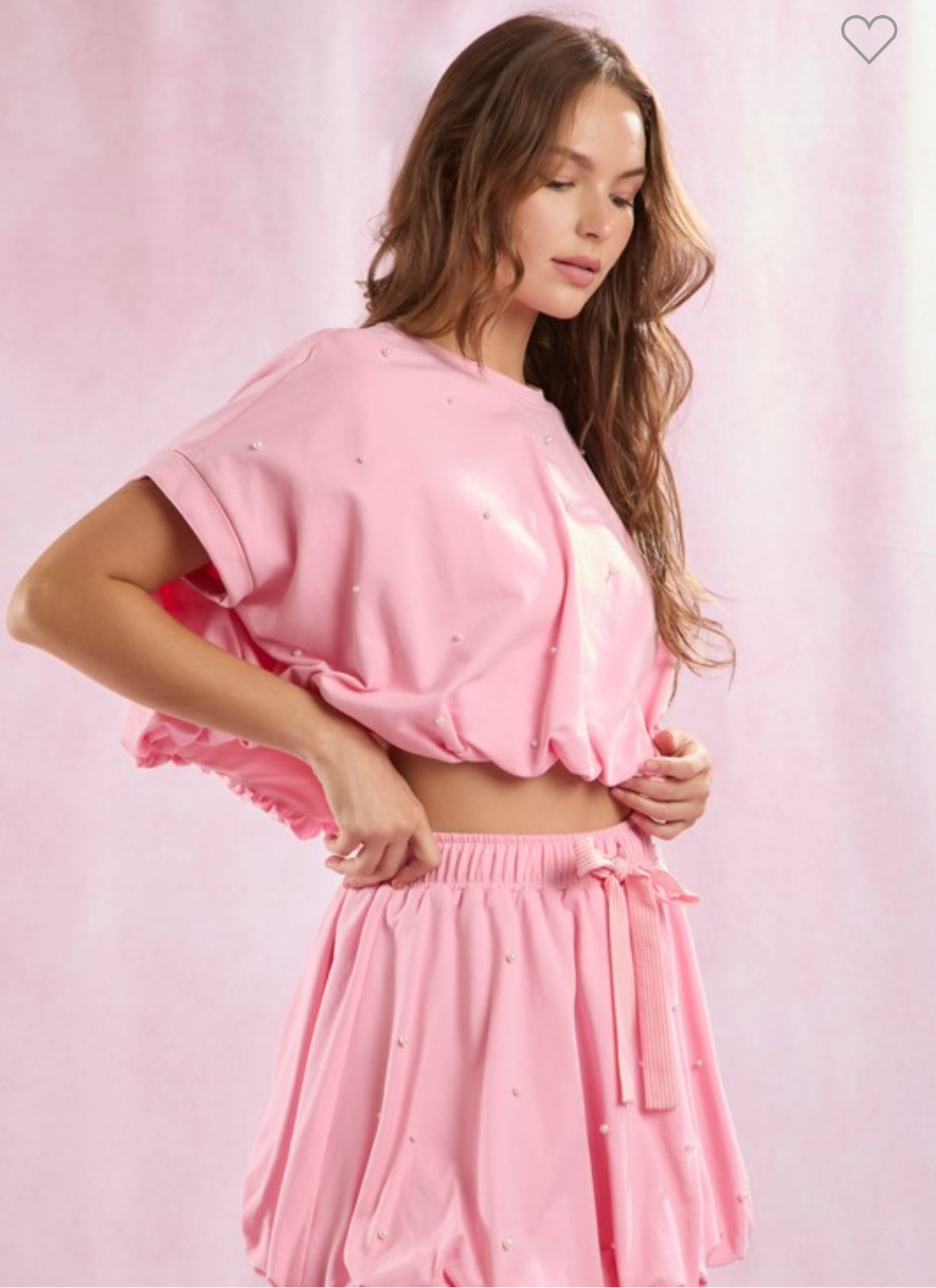 Pink pearl bubble skirt + top