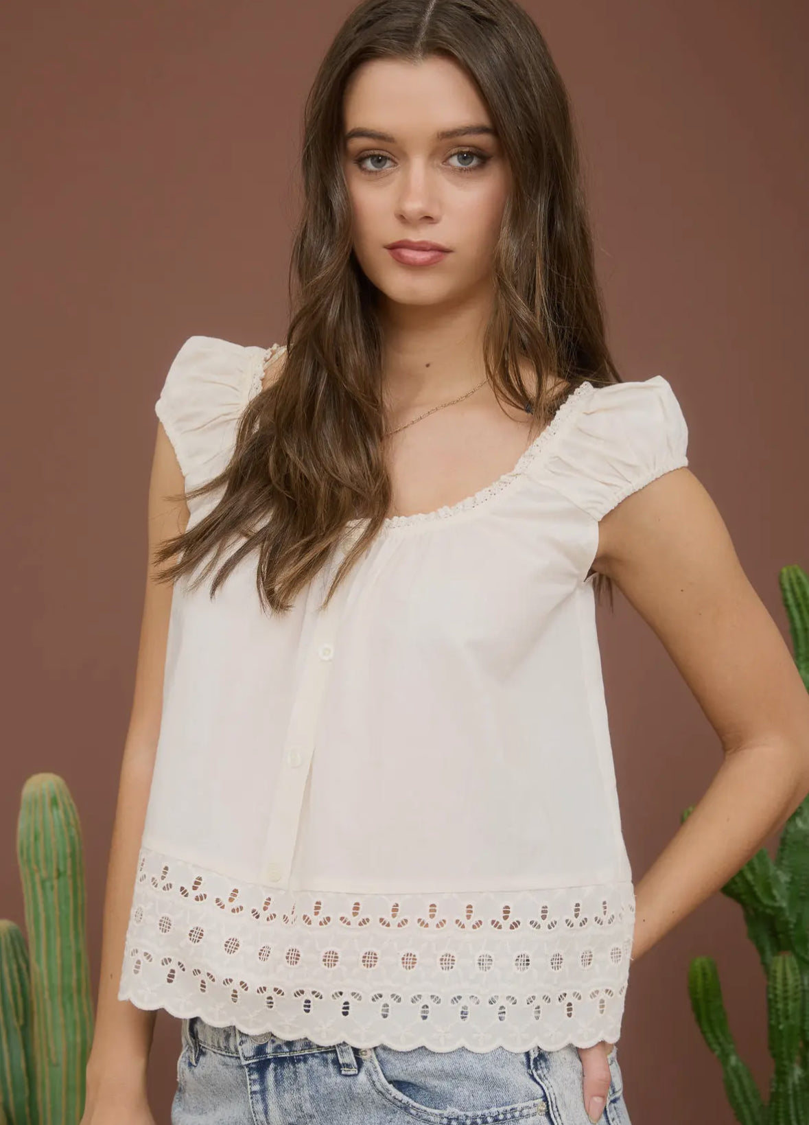 Desert Bloom Eyelet Top 🌼