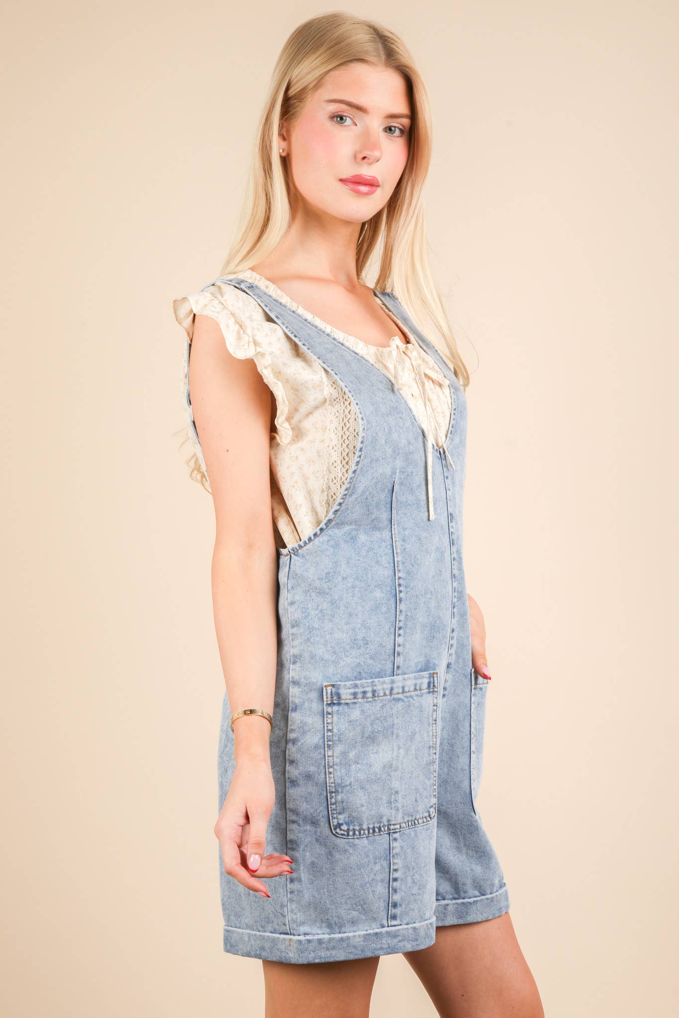 Washed Denim Casual Romper
