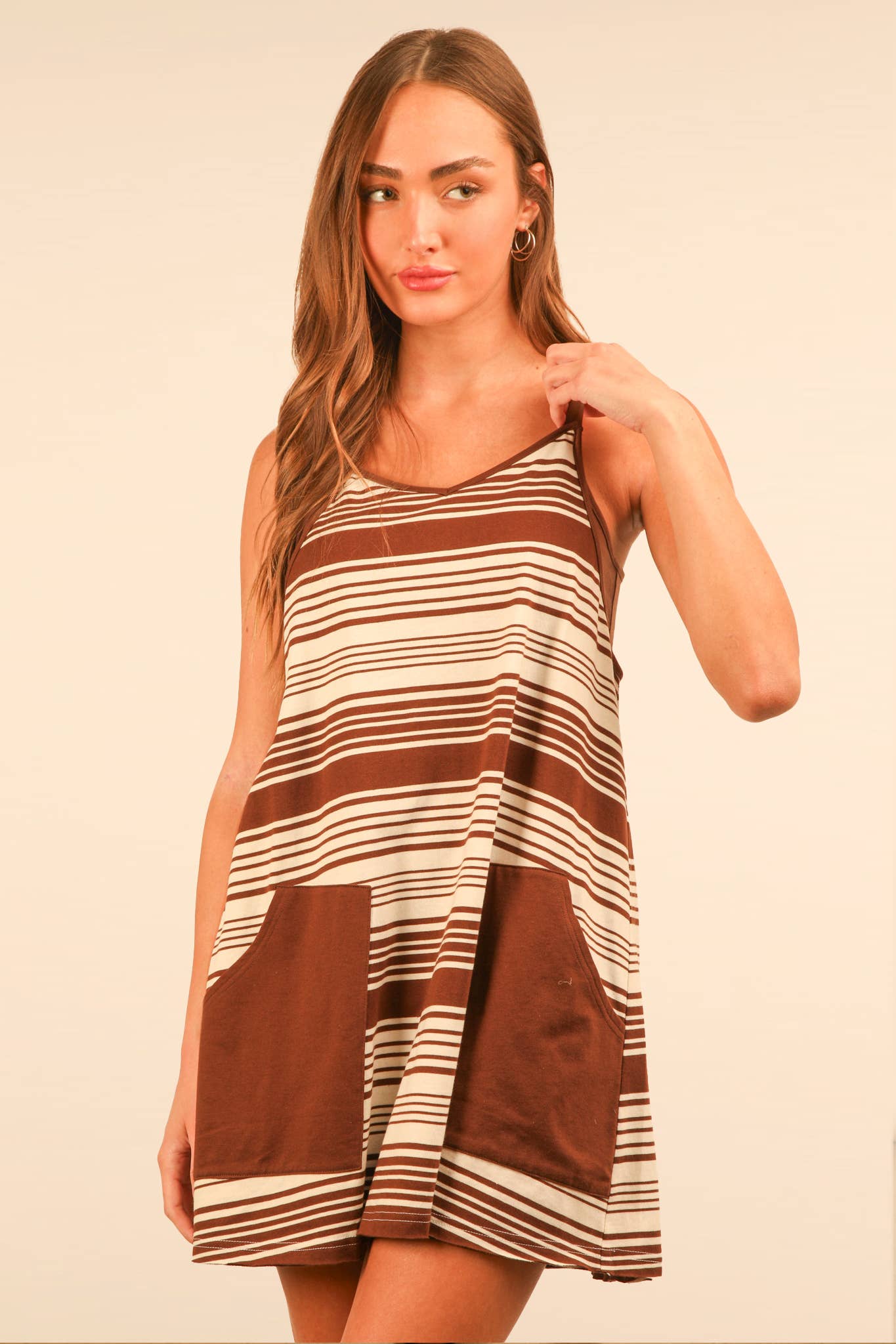 Comfy Striped Knit Mini Dress W/ Shorts Inside