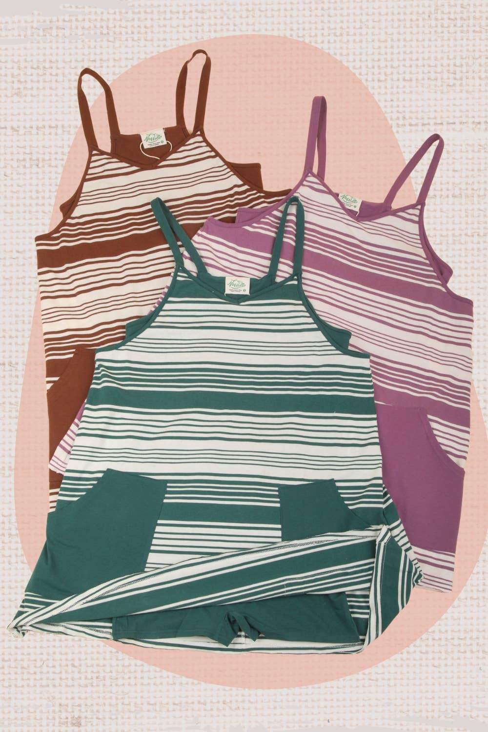 Comfy Striped Knit Mini Dress W/ Shorts Inside