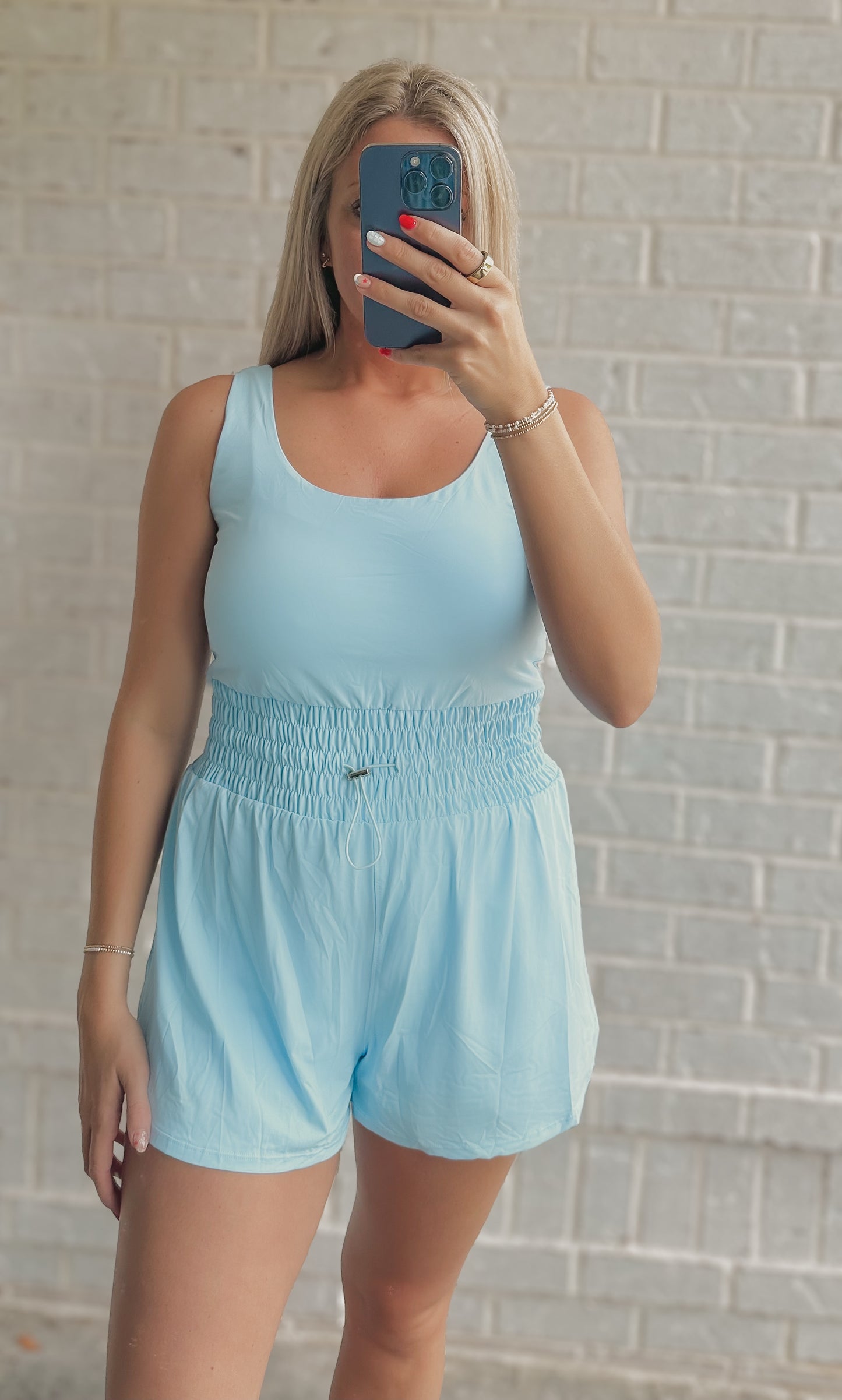 Solid Sleeveless Drawstring Waist Romper | S-XL