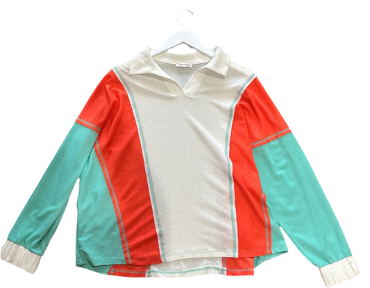 Color block long sleeve top