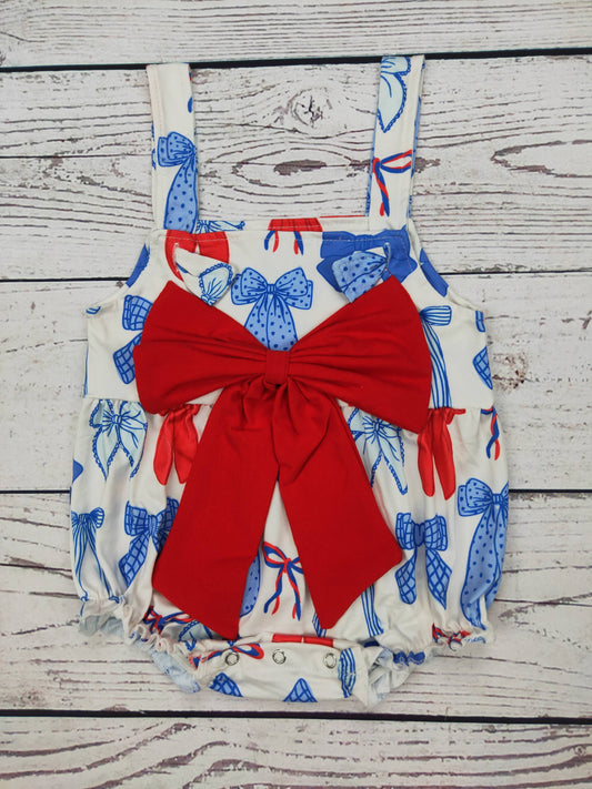Baby Girl Patriotic Bubble with Bow