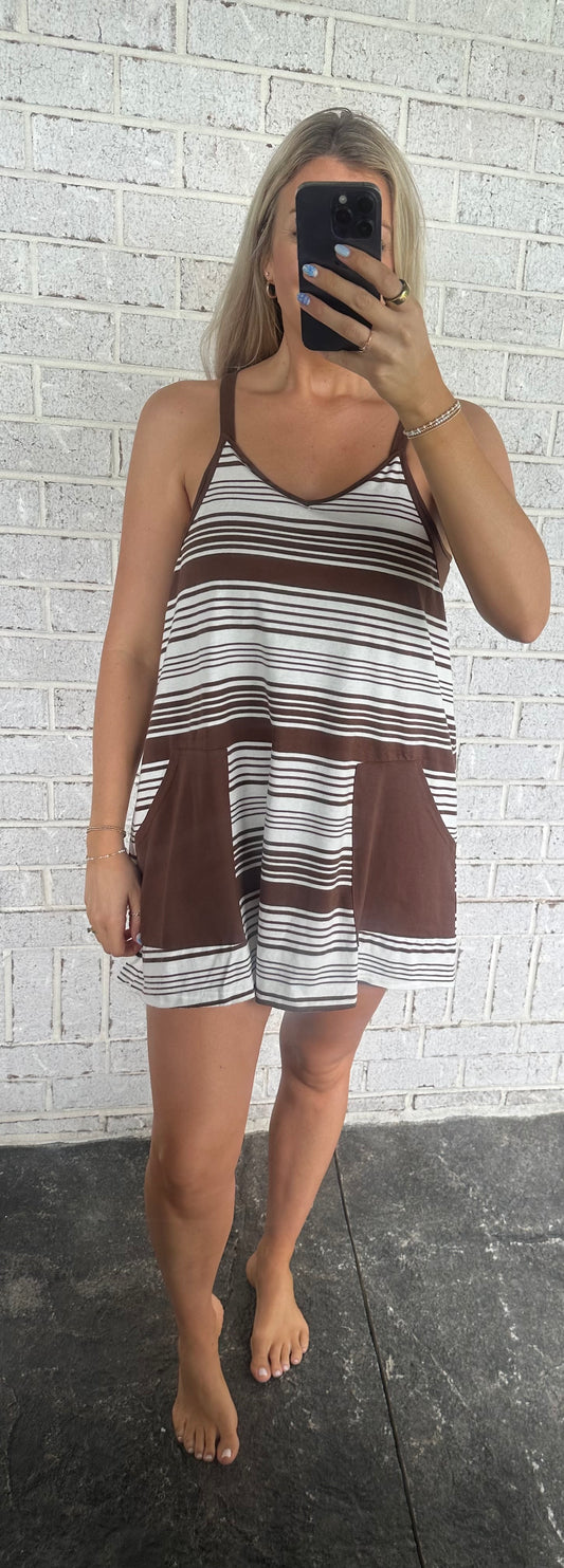Comfy Striped Knit Mini Dress W/ Shorts Inside