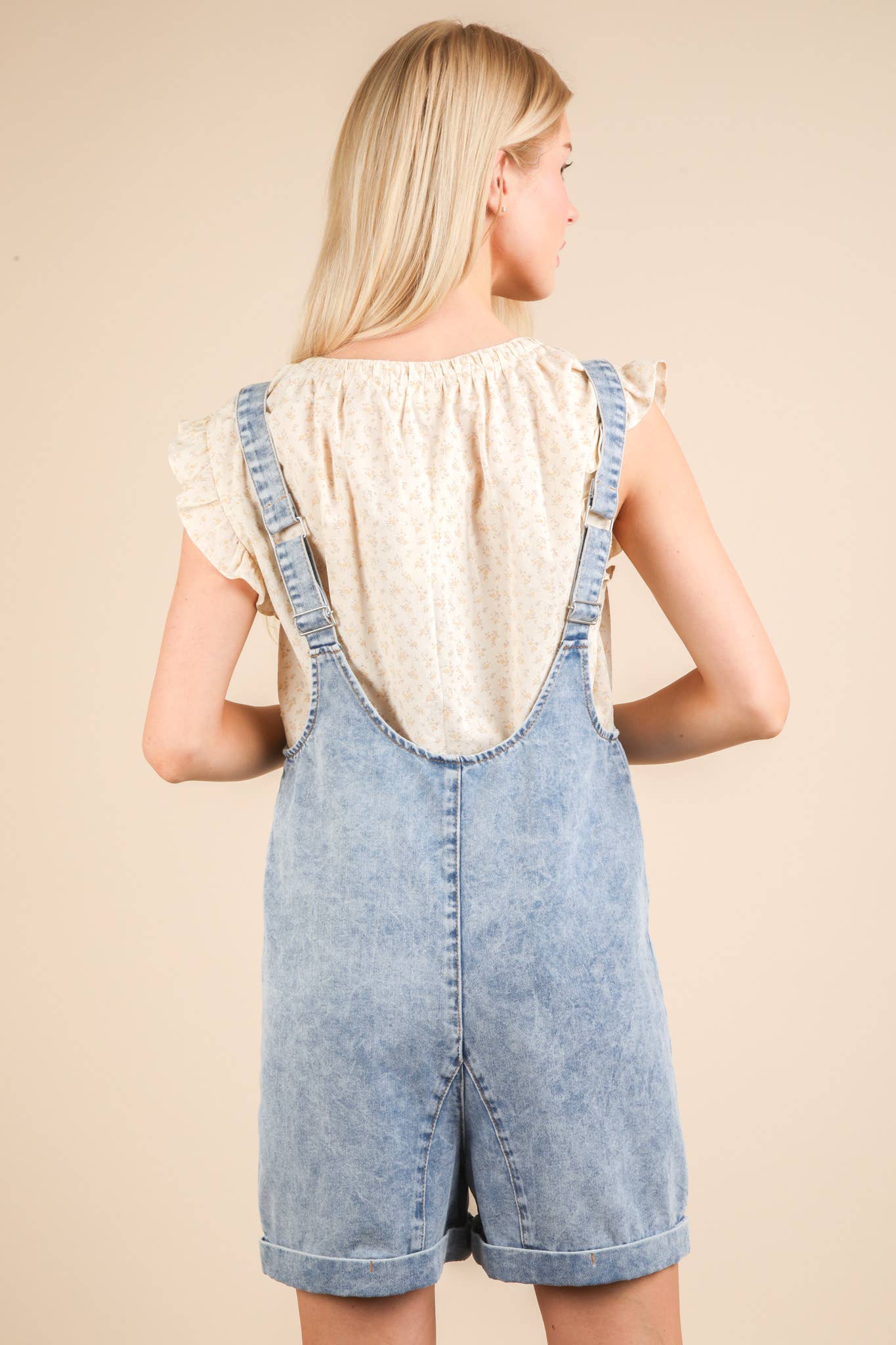 Washed Denim Casual Romper