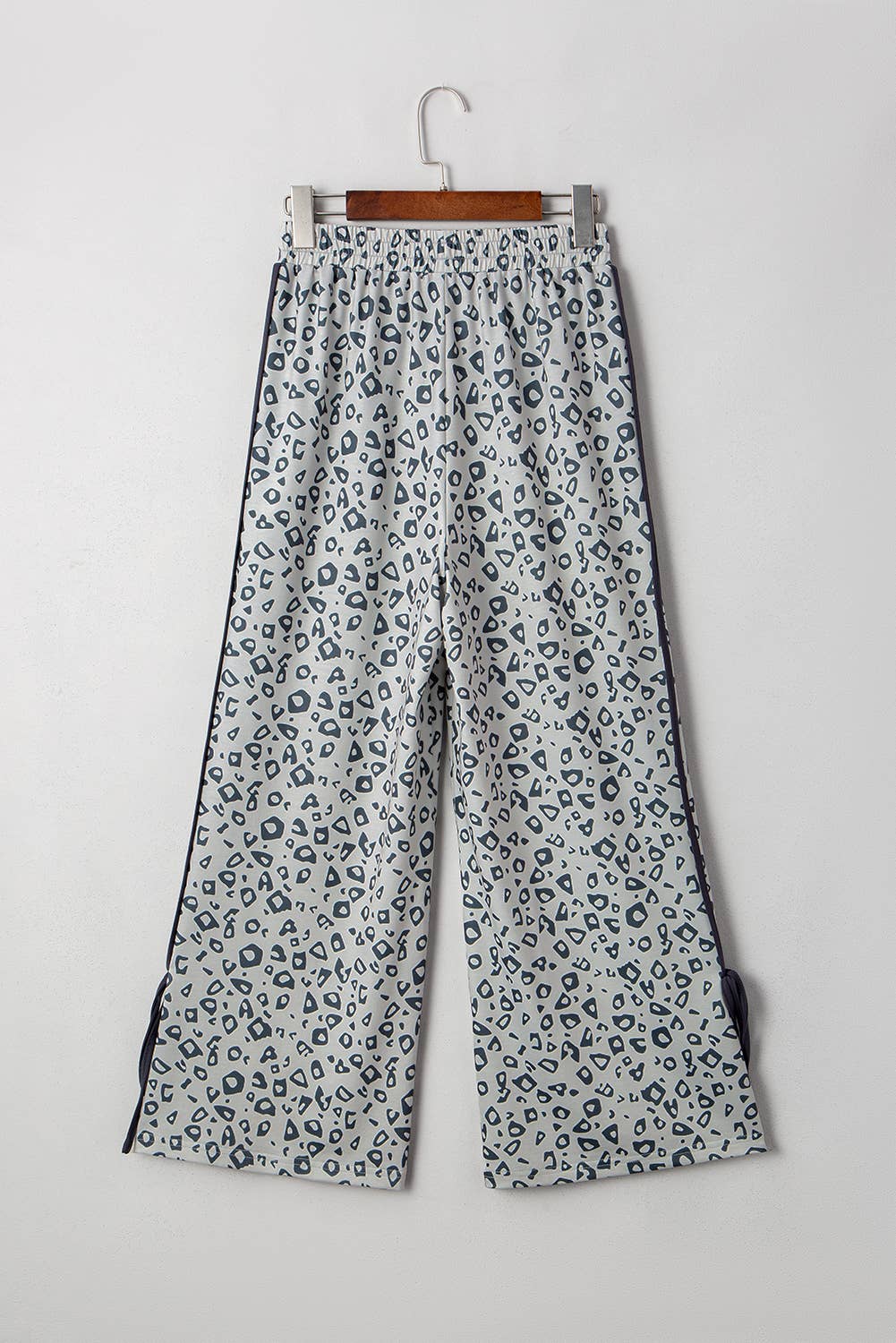 Gray Leopard Print High Rise Knot Side Pants | S-XL