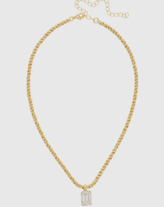 Emerald Rope Chain Pendant Necklace