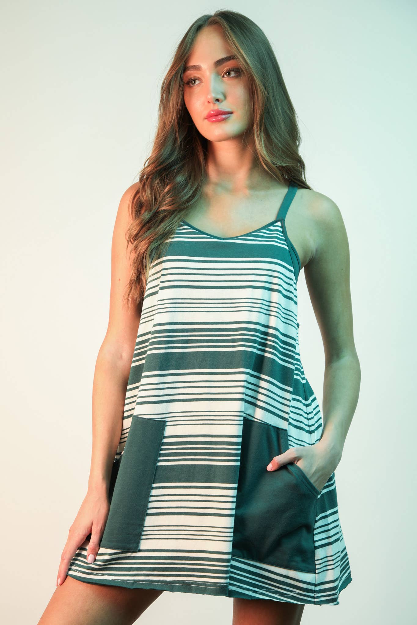 Comfy Striped Knit Mini Dress W/ Shorts Inside