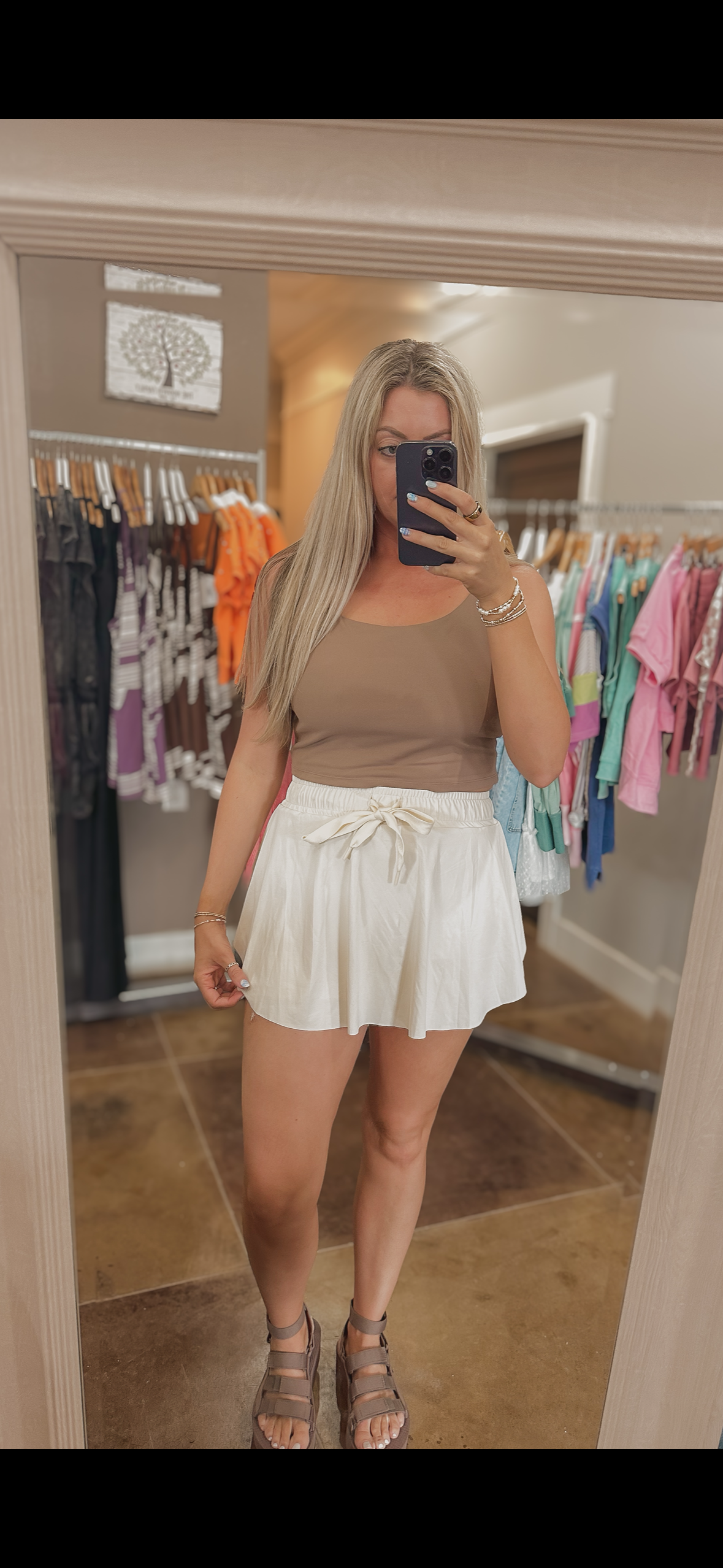 Drawstring High Waist Lined Tennis Skorts