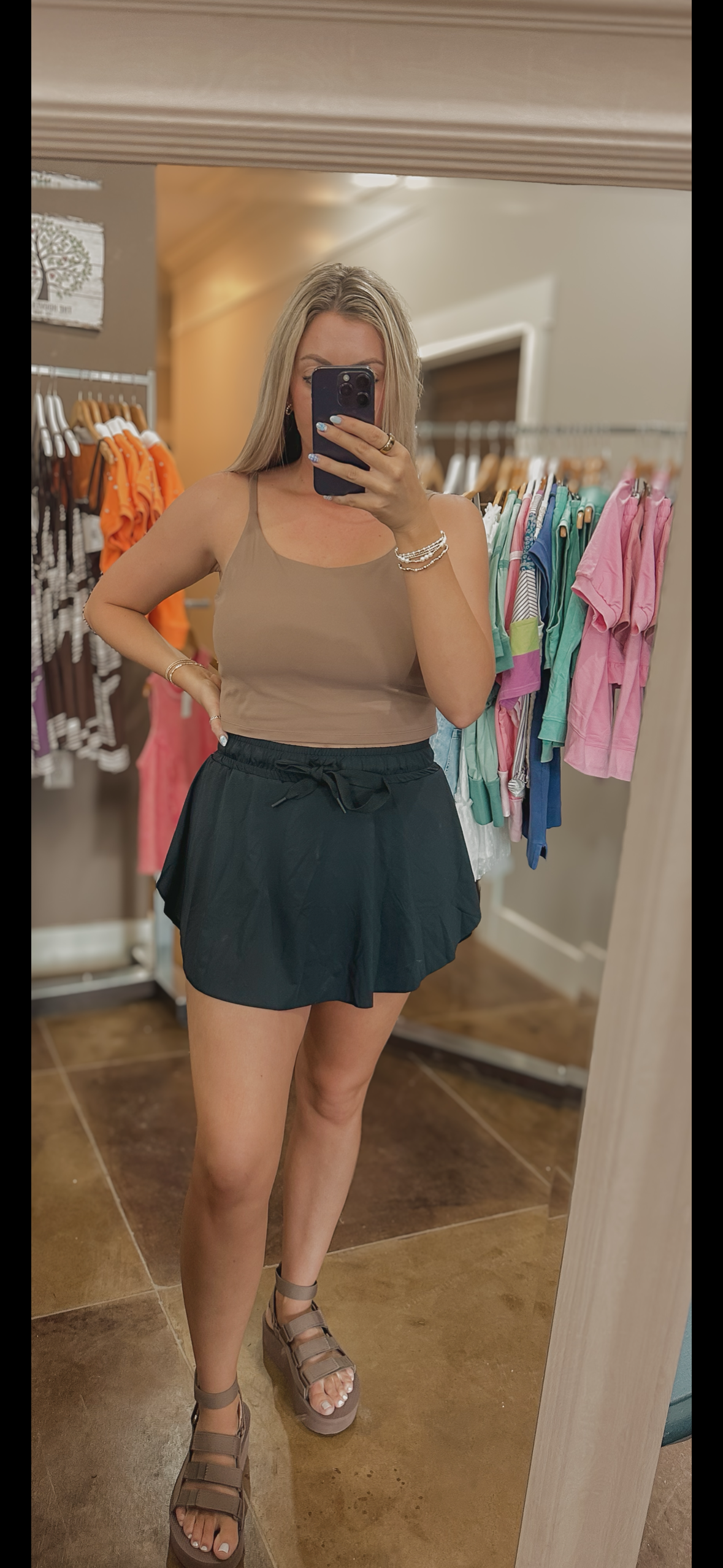 Drawstring High Waist Lined Tennis Skorts