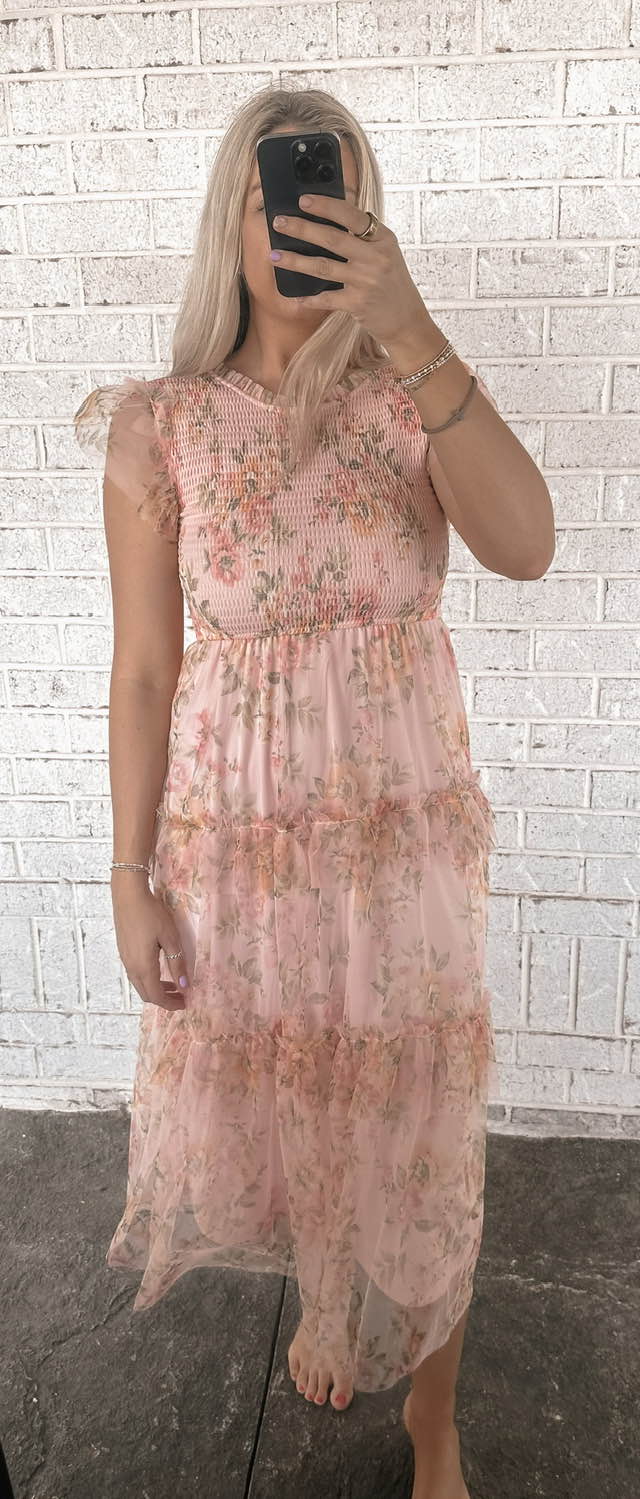 Smocked Ruffle Maxi Dress