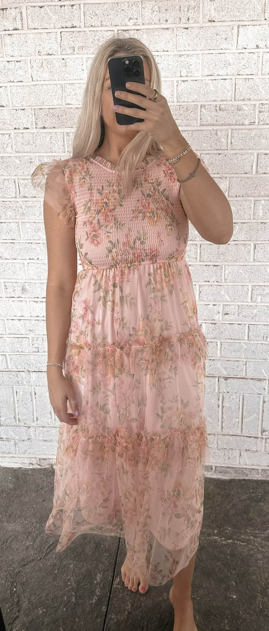 Smocked Ruffle Maxi Dress