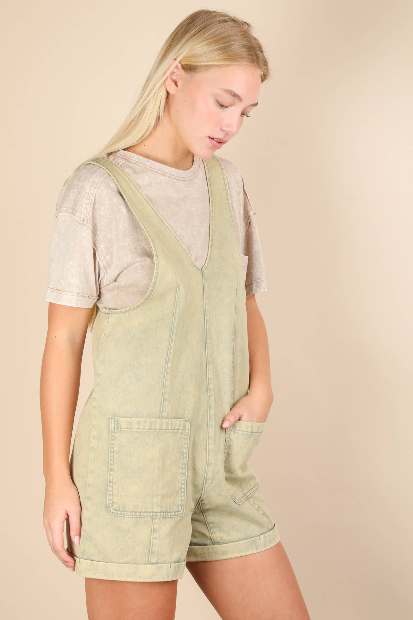 Washed Denim Casual Romper