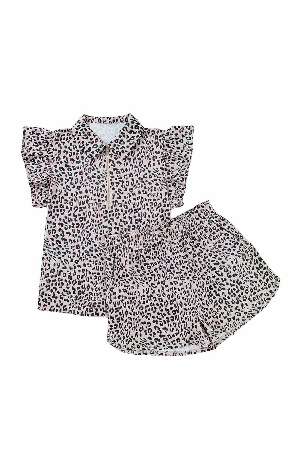 Leopard Ruffled Sleeve Top and Short Set | S-XL