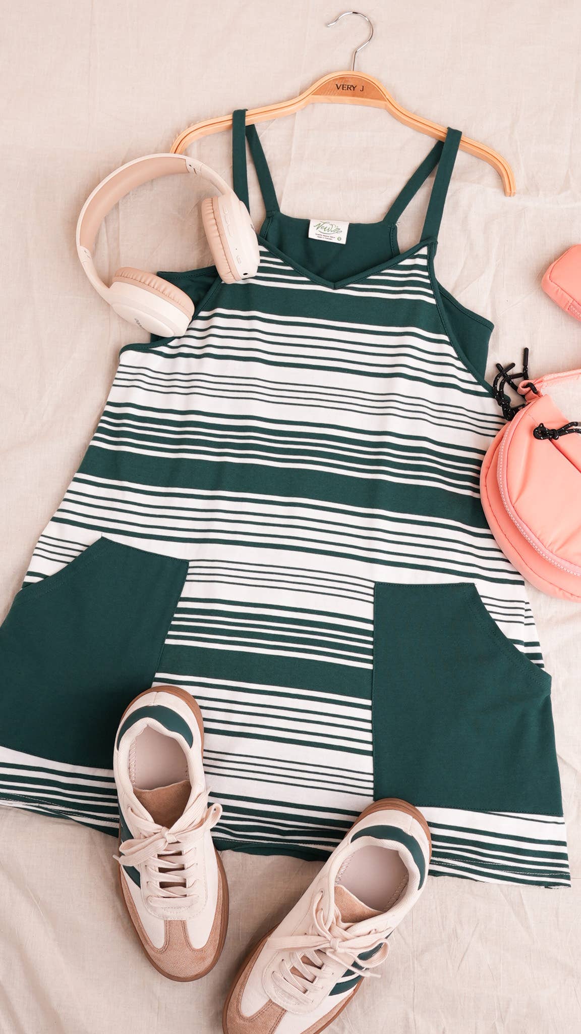 Comfy Striped Knit Mini Dress W/ Shorts Inside