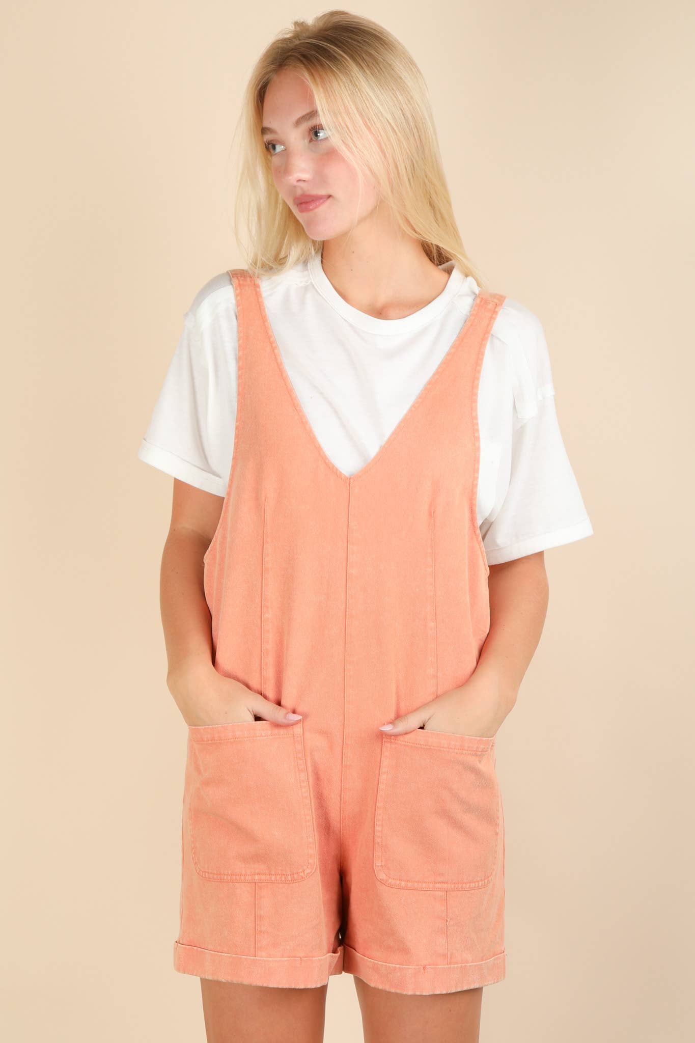 Washed Denim Casual Romper