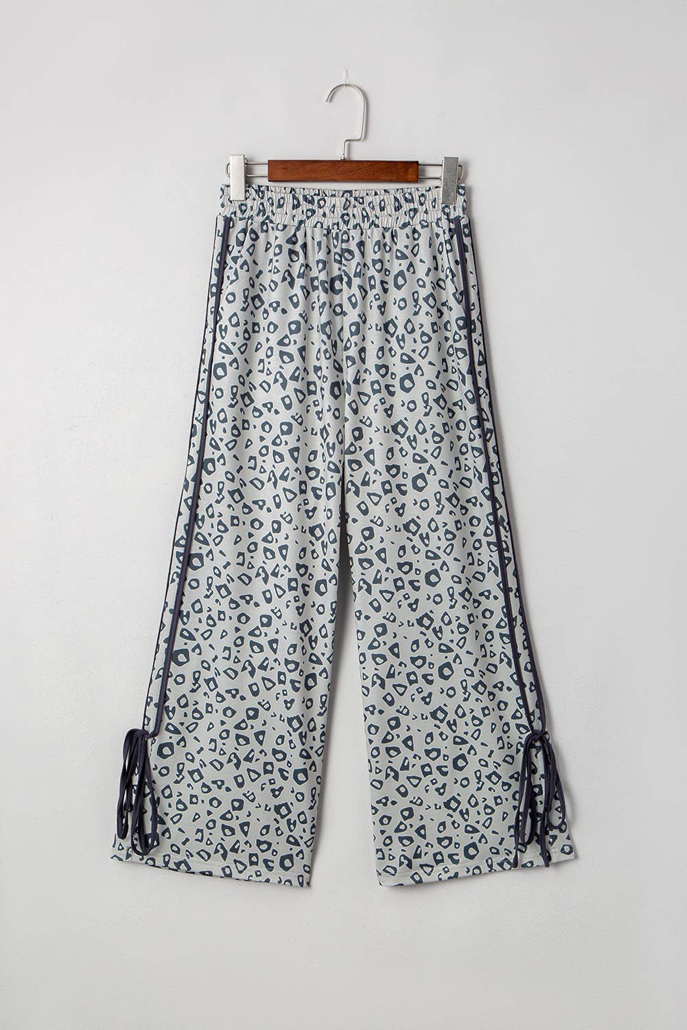 Gray Leopard Print High Rise Knot Side Pants | S-XL