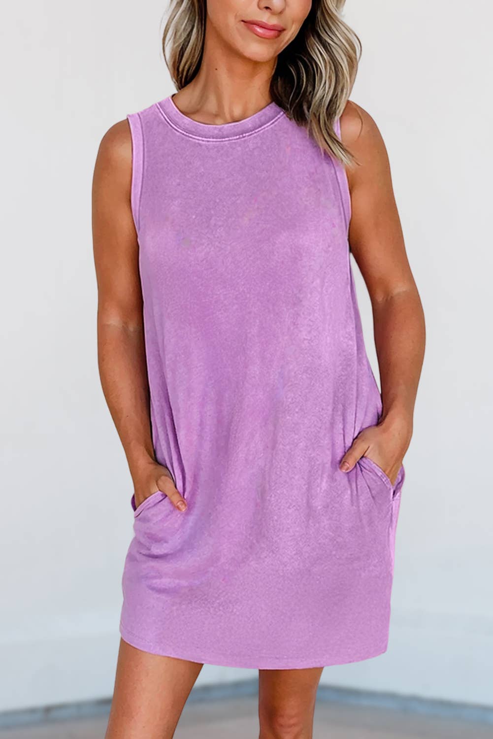 Mineral Wash Tank Mini Dress with Pockets